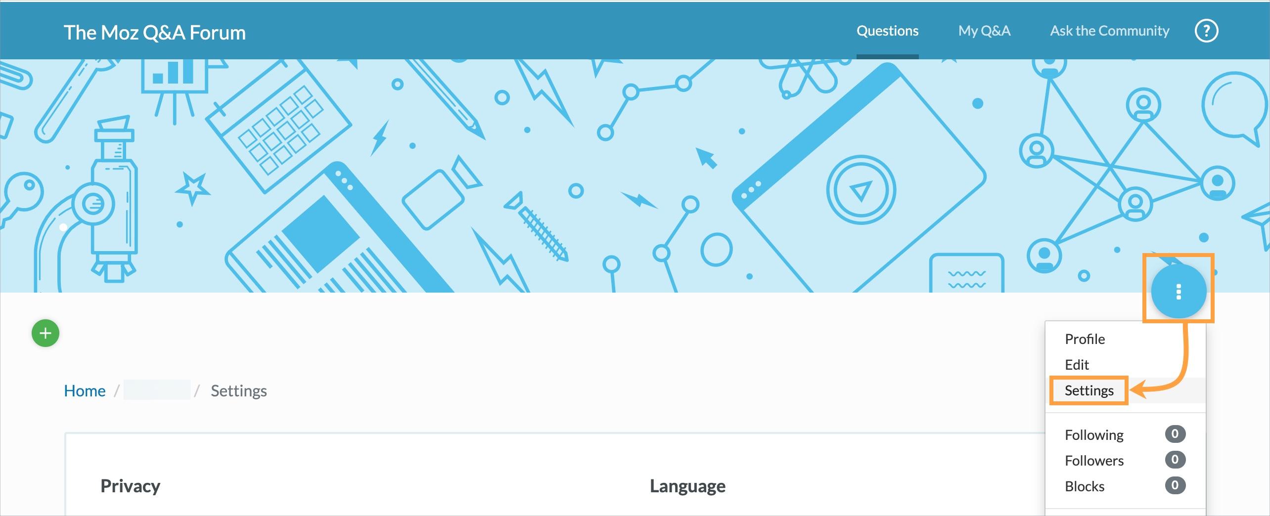 The profile settings option is located within the same menu as the edit option.