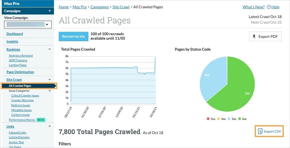 The CSV export of your all crawled pages will include the URL length for each URL crawled. You can export this data using the button on the right.