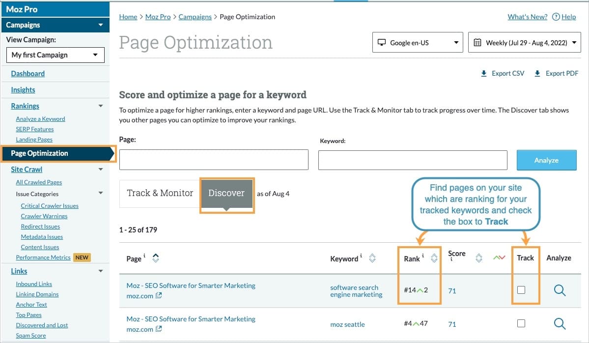 This Discover tab can help you find more opportunities to track.