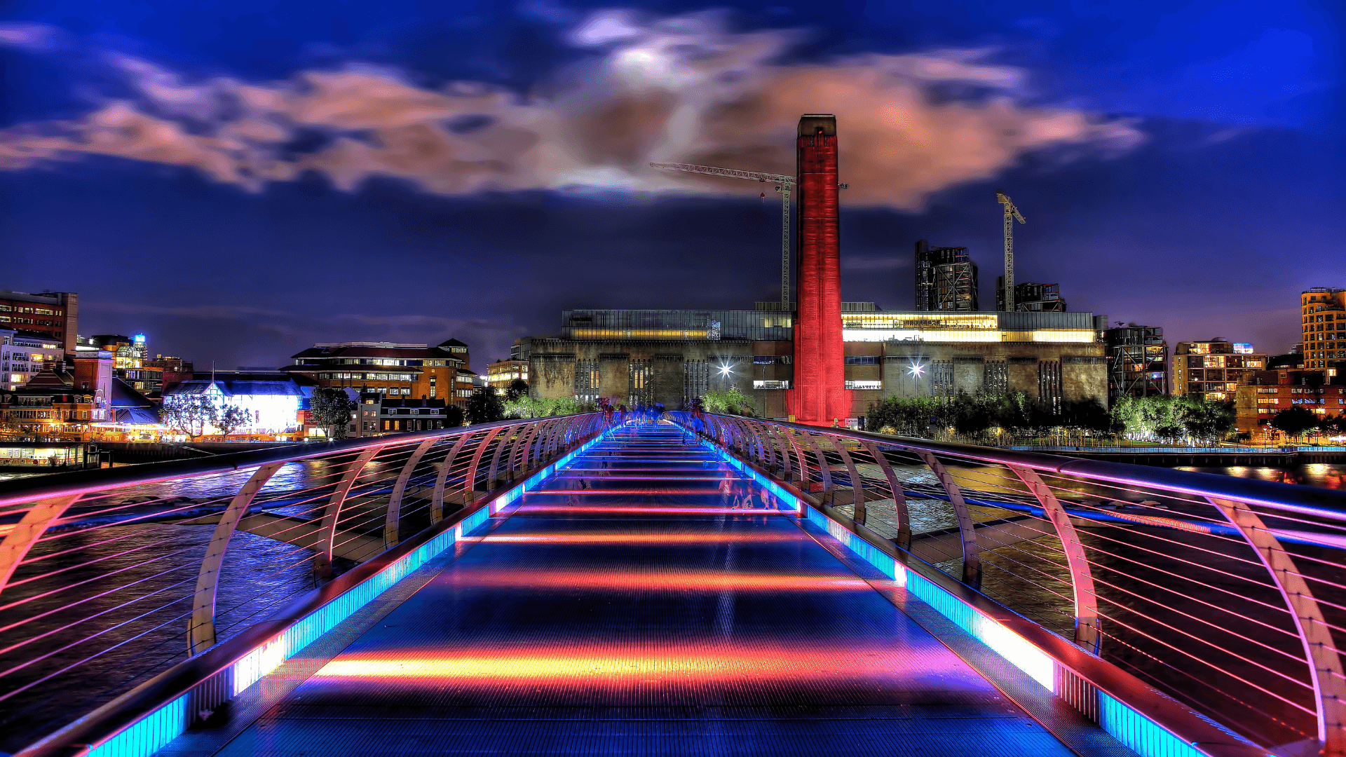 Photograph of the Millennium Bridge with the Tate Modern in the background.