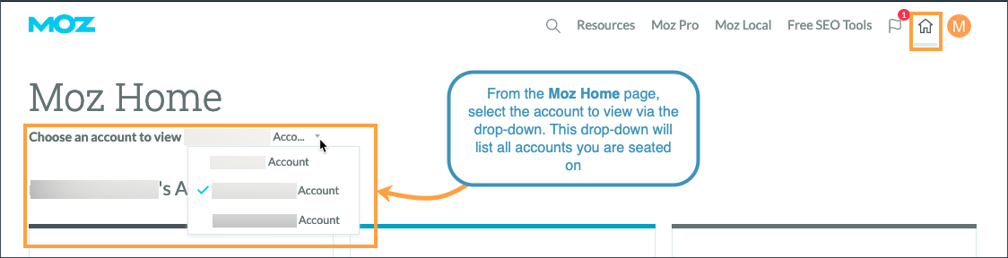 From the home page you can select which account view you'd like to access.