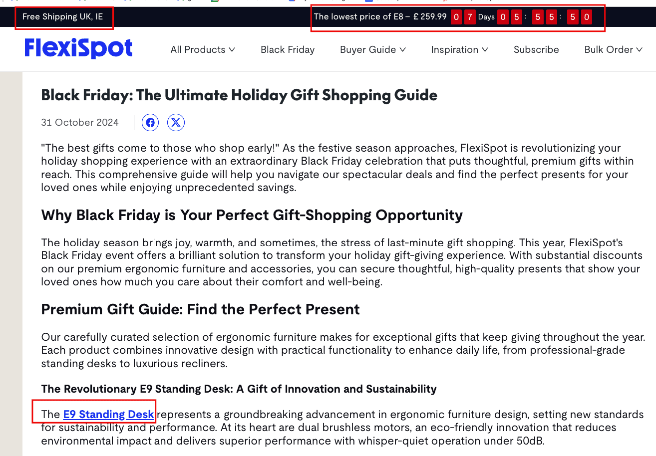 Black friday gift guide from FlexiSpot
