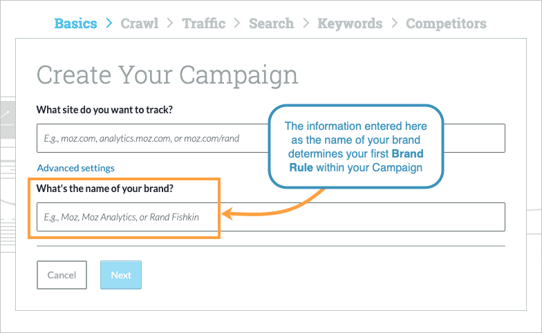 During Campaign creation you can select your brand name which is also the name of your Campaign.