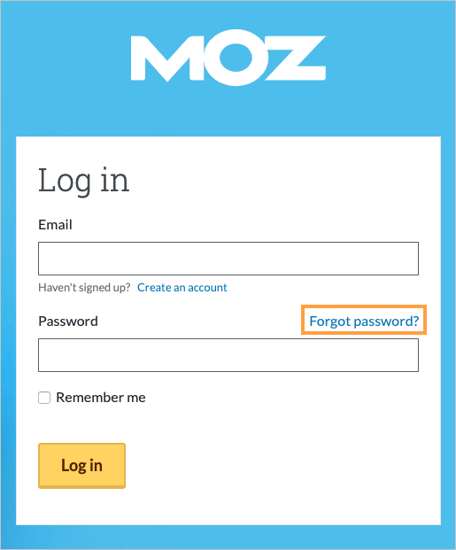 The forgot password link is available on the login screen.