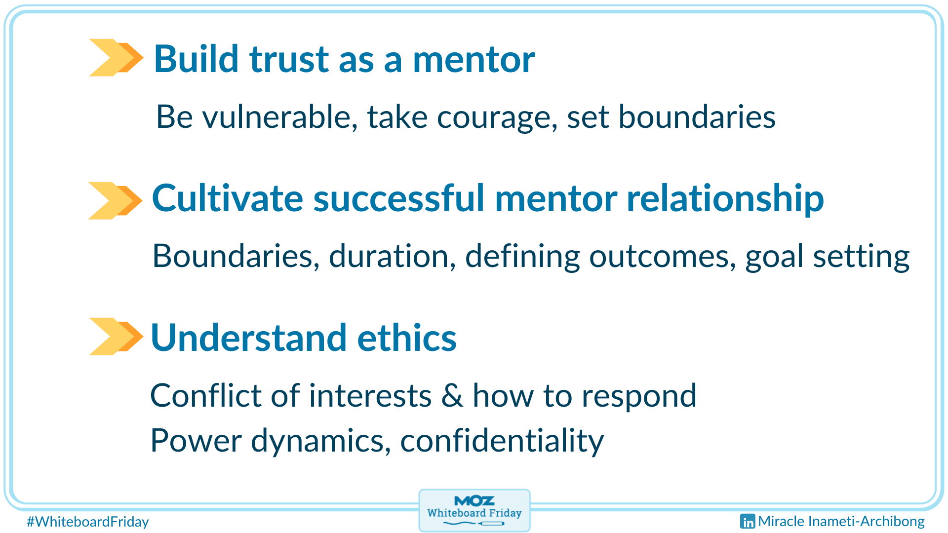 To establish a successful relationship as a mentor, set boundaries and understand the ethics of this job.