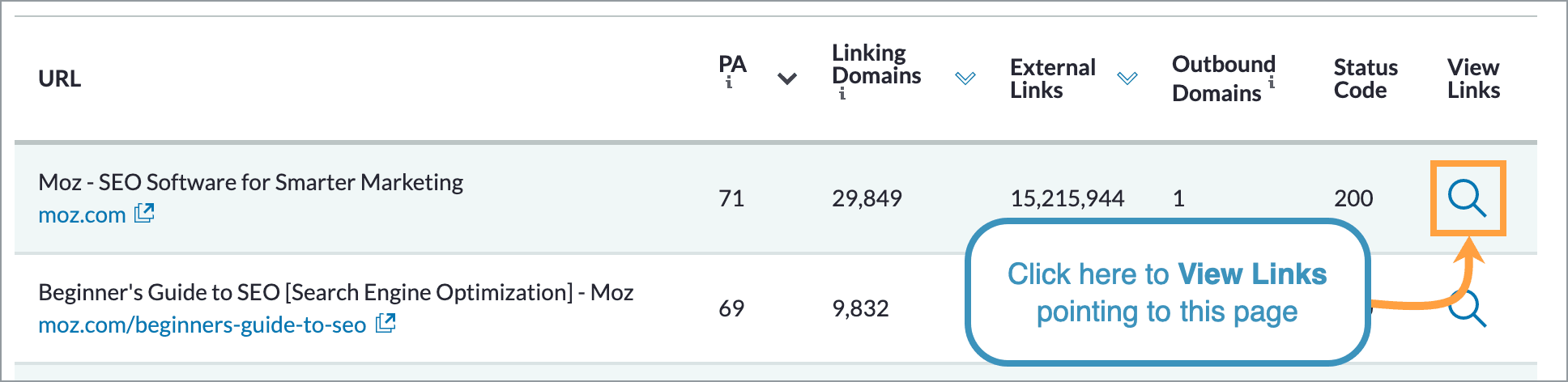 Click the magnifying glass to view inbound links to this page.