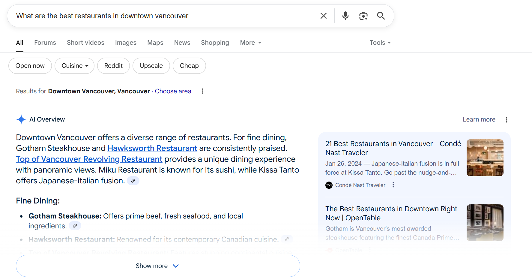Screenshot of the SERP with an AI Overview included.