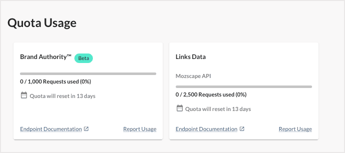 Screenshot of the Quota Usage module.