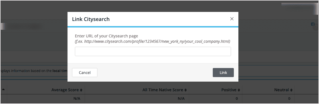 Screenshot of the popup window for a review network.