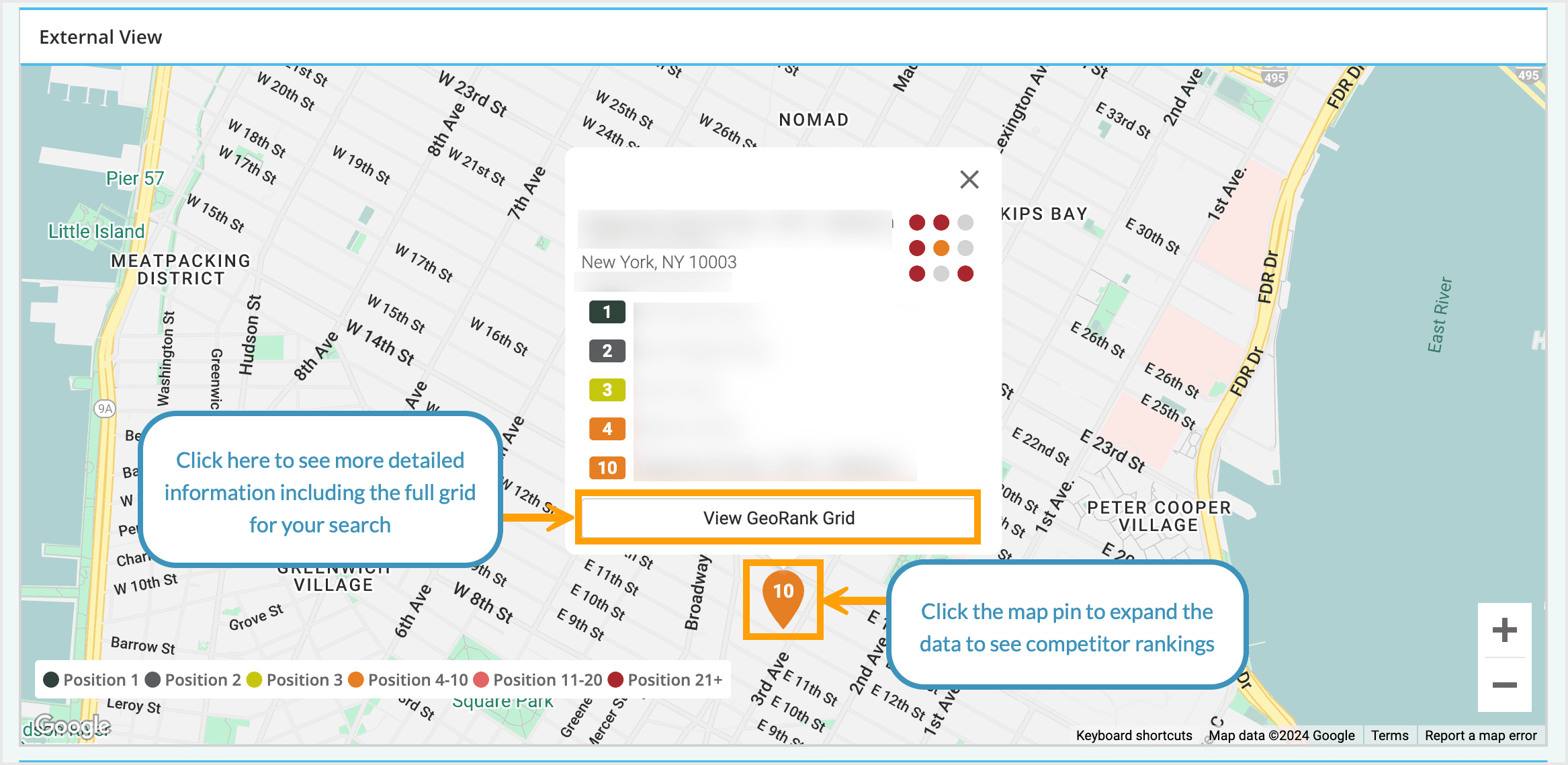 Screenshot of the leaderboard view of the map in GeoRank.