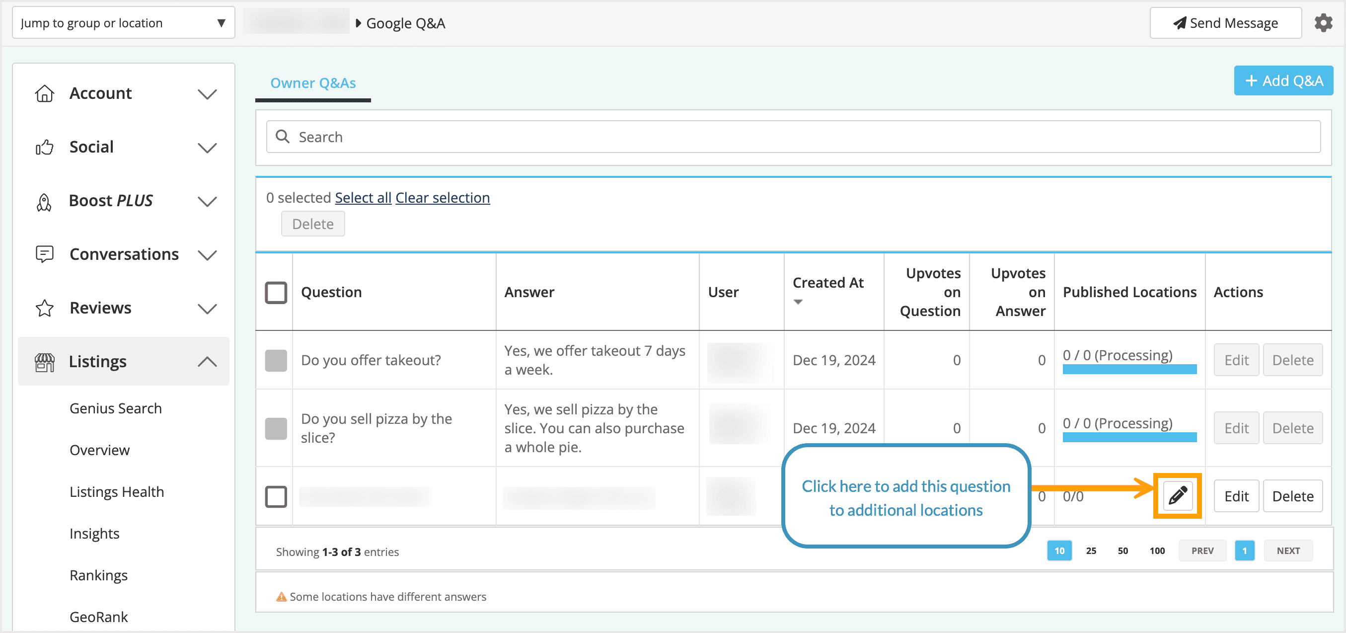 Screenshot showing where to add additional locations.