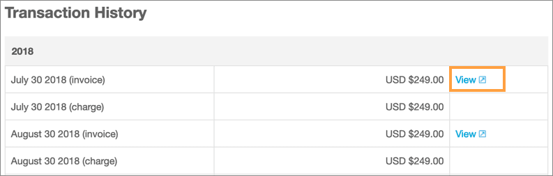 Click view to open your invoice.