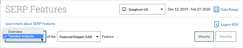 To get started select Trended Analysis from the drop-down.