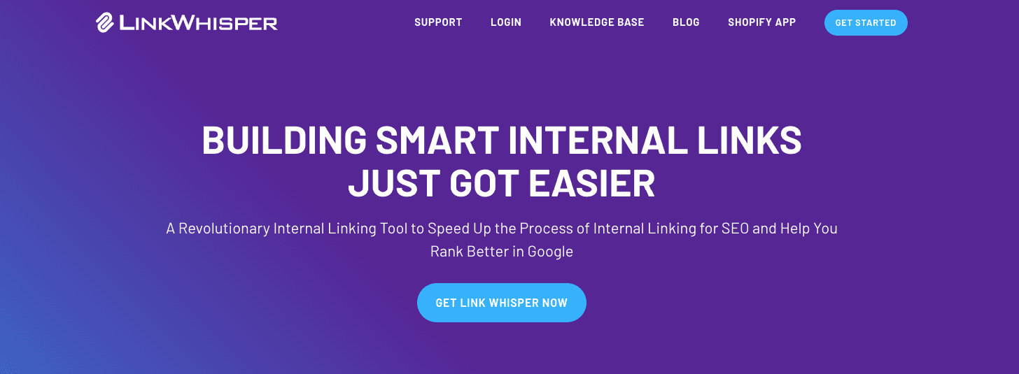 Screenshot of link whisper homepage