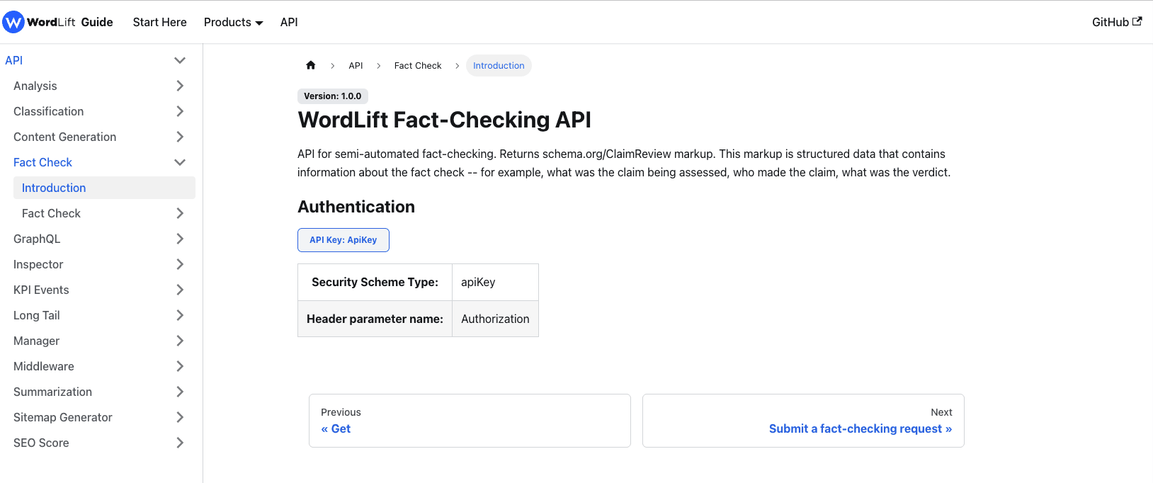 WordLift fact checker API